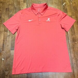 Nike Polo Shirt Mens Large Red Alabama Crimson Tide Dri-Fit CD5919-613